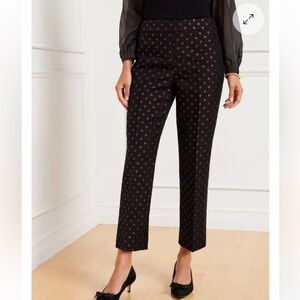Talbots Kick Crop Pants in Holiday‎ Dot Sz 12 Black & Red Shimmering Polka Dots
